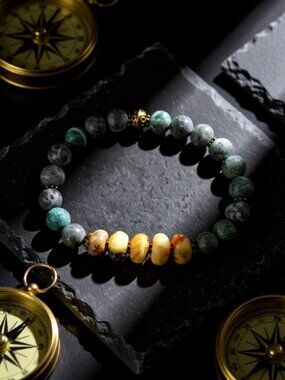 Stone Bead Bracelet - Muted Colors - 7-7.5" Wrists
